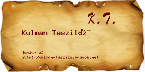 Kulman Tasziló névjegykártya